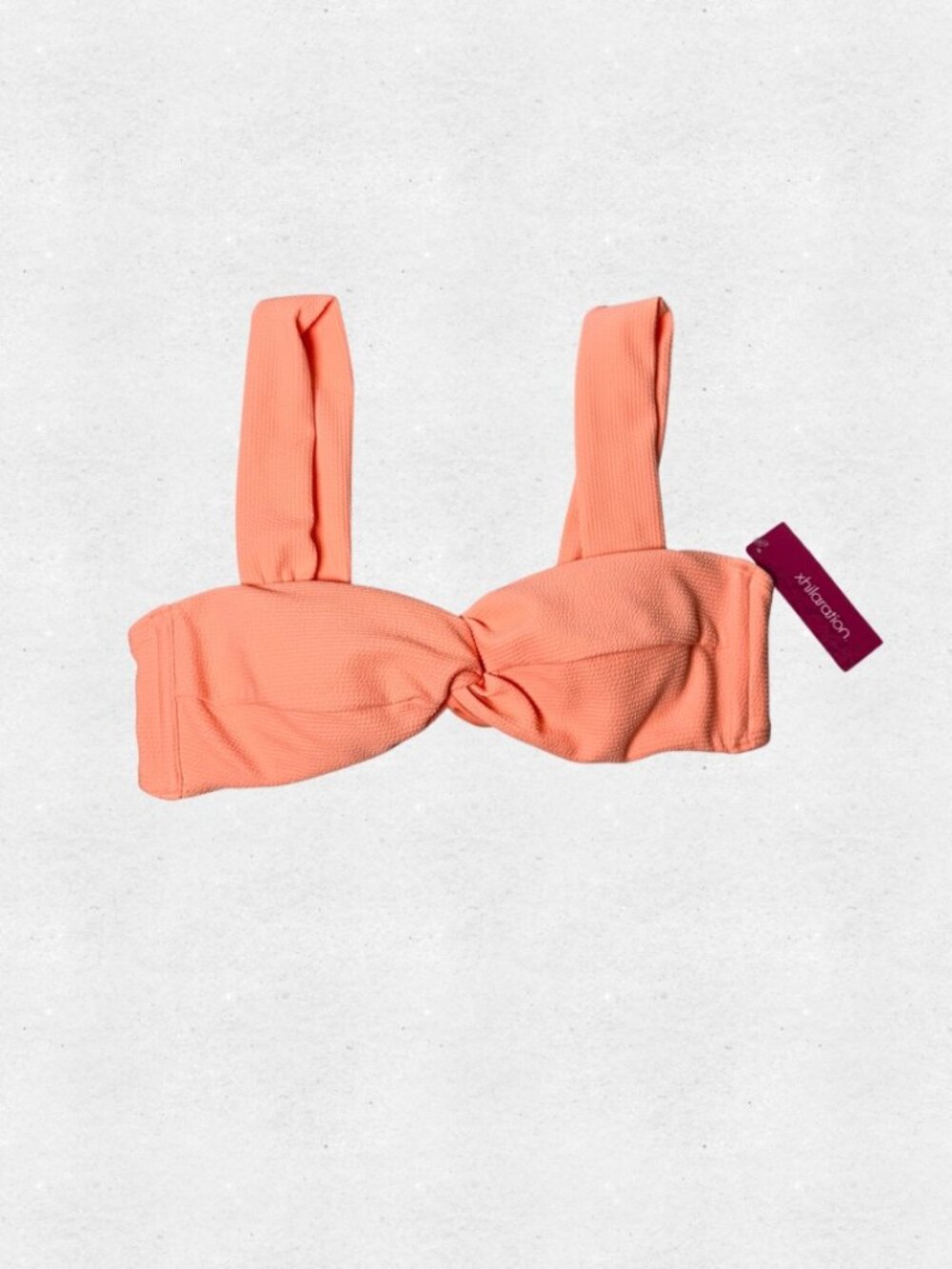 NWT Neon Orange Twist Front Bandeau Bikini Top Large Padded Island Vacation